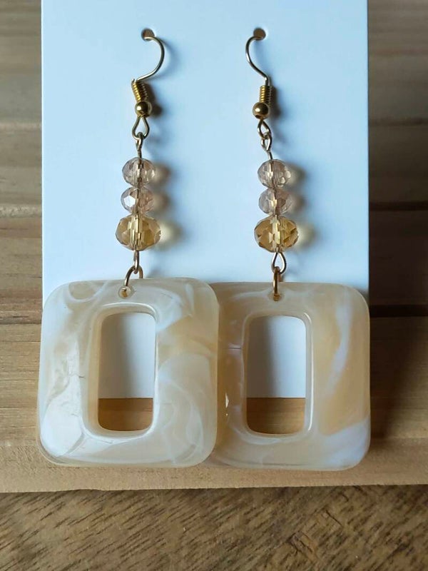 Ivory Marble Geo Oorbellen