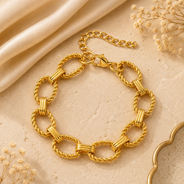 Golden Rope Link Bracelet – 18K Gold Plated Stainless Steel Bracelet