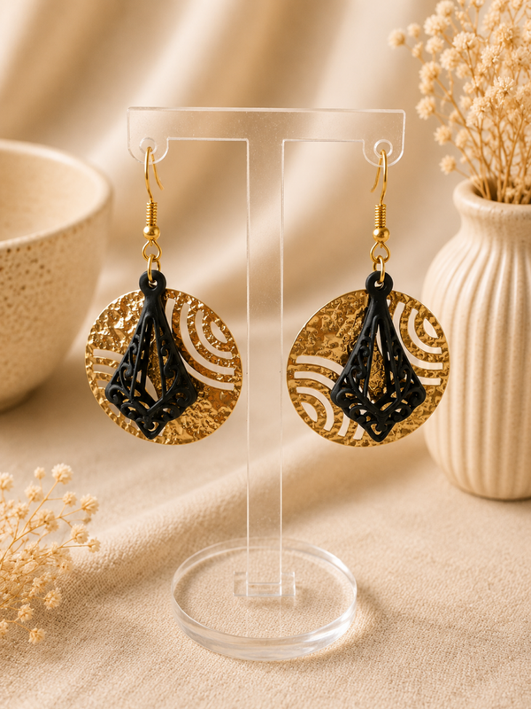 Midnight Gold – Luxe Statement Oorbellen