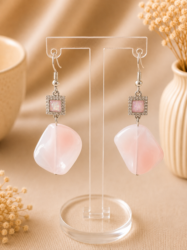 Blush Sparkle – Zachtroze oorbellen