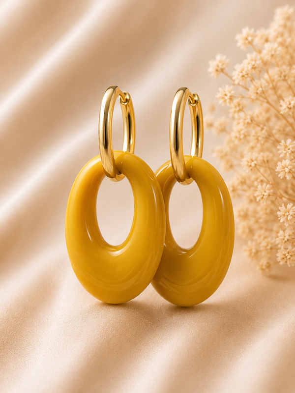 Solea Gouden Oker Oorbellen
