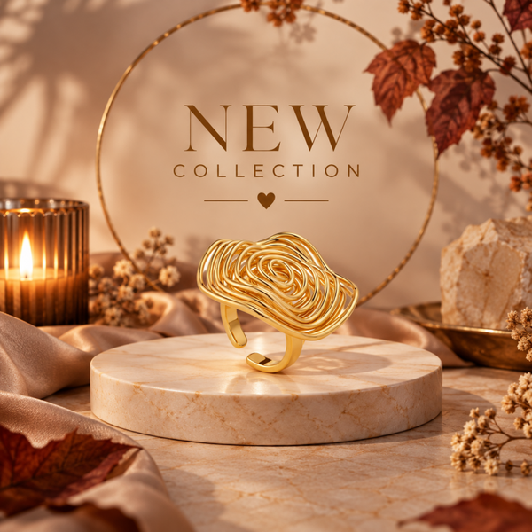 Golden Swirl – Verstelbare gouden statement ring