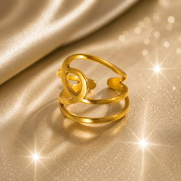 Golden Aura Loop Ring – Adjustable Stainless Steel Ring
