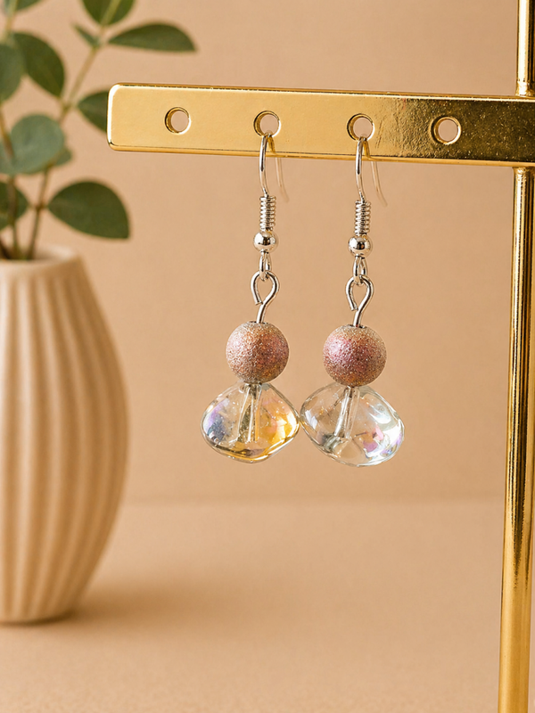 Elegante Oorbellen Glas & Goud – 3,5 cm