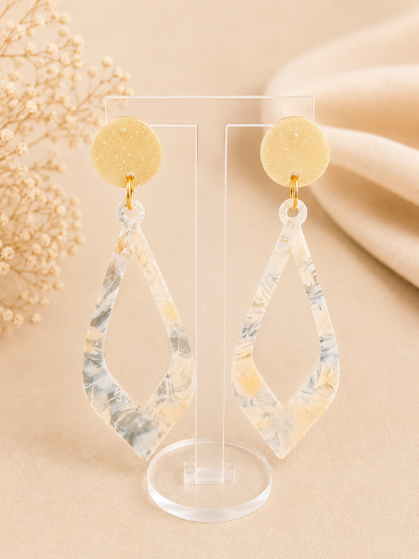 Marble Drop Oorbellen Gold | Statement Oorbellen 8 cm