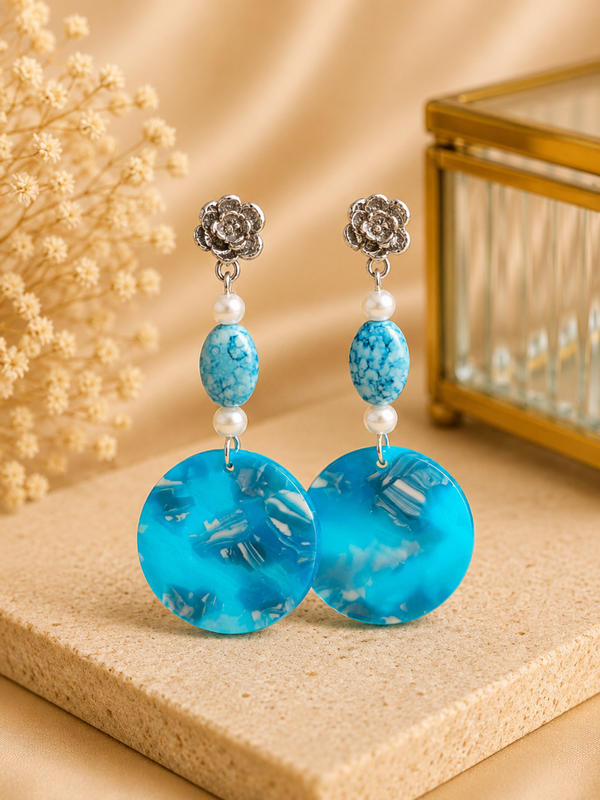 Ocean Pearl Oorbellen – Turquoise Blue & Silver