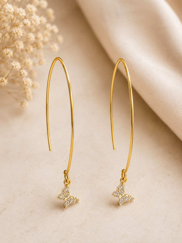 Golden Butterfly Threader Oorbellen 5,5 cm