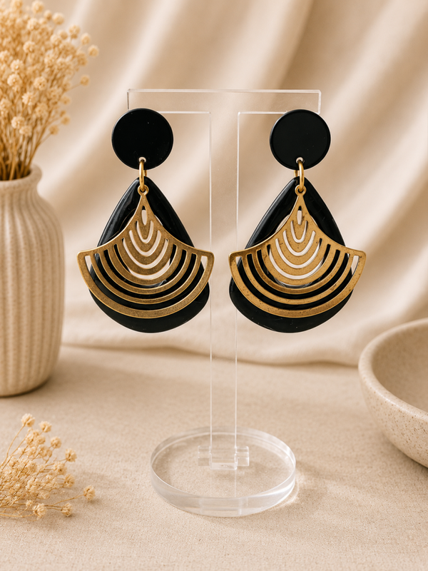 Zwarte Luxe – Art Deco Oorbellen