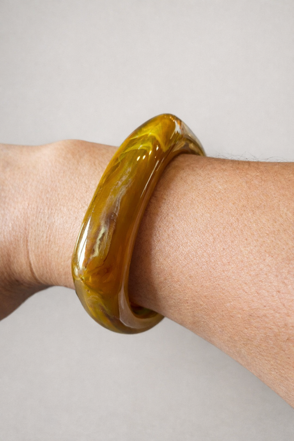 Resin armbanden bangle Olive green-brown-white