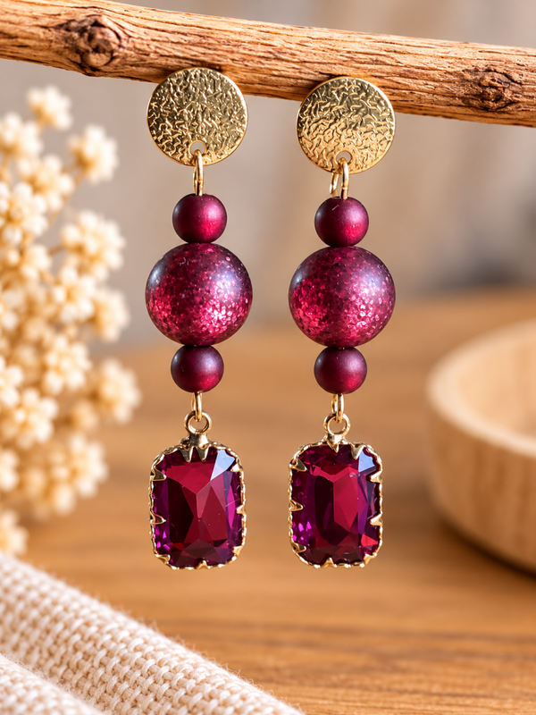 ❤️ Ruby Sparkle – Goudkleurige oorbellen
