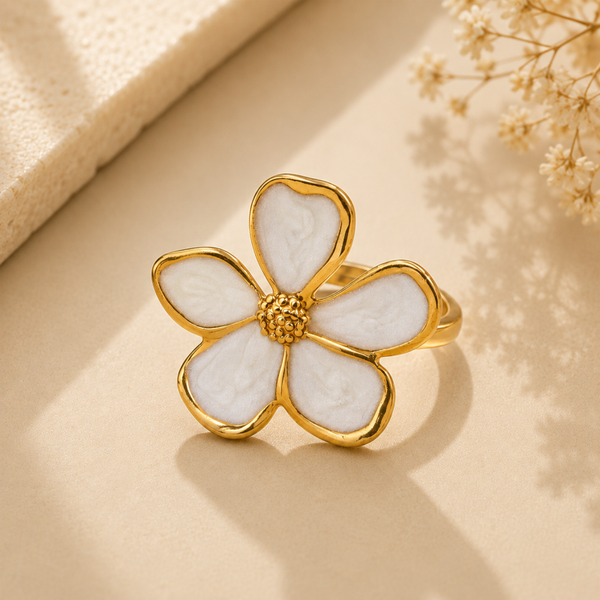 Ivory Bloom – Vergulde Bloemenring