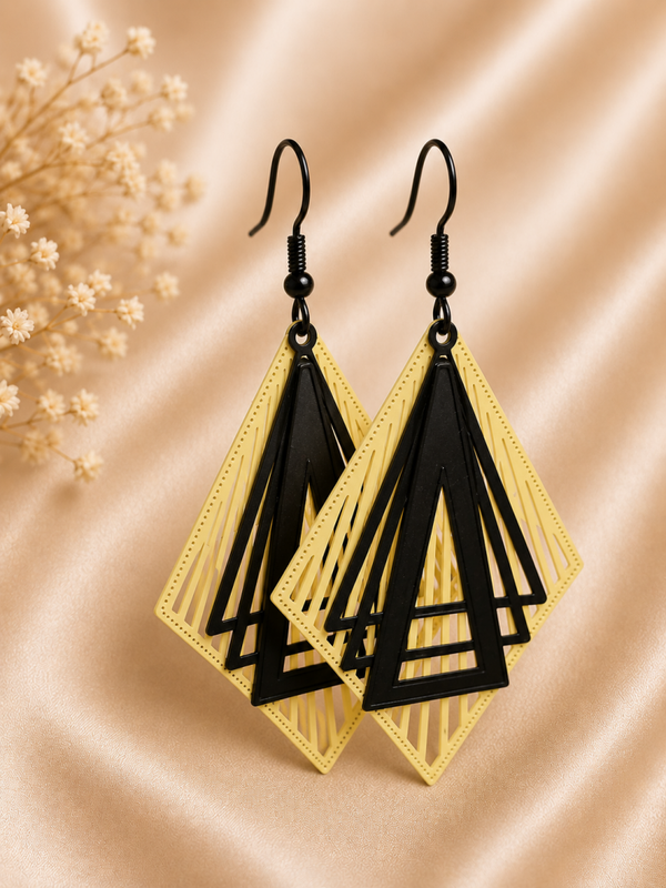 Noir Soleil – Geometrische Statement Oorbellen