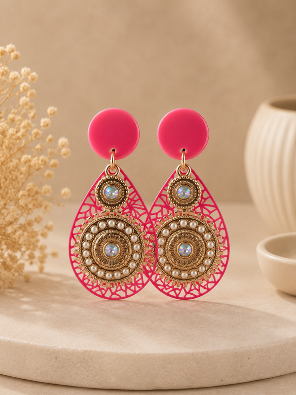 Rosé Glam Drop Earrings
