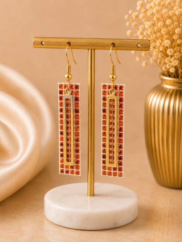 Amber Luxe Oorbellen – Geometric Glam Collection