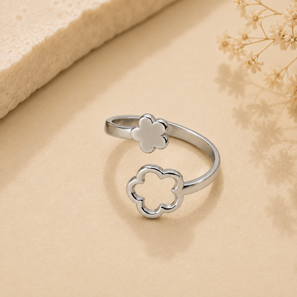Silver Bloom – Verstelbare Bloemenring