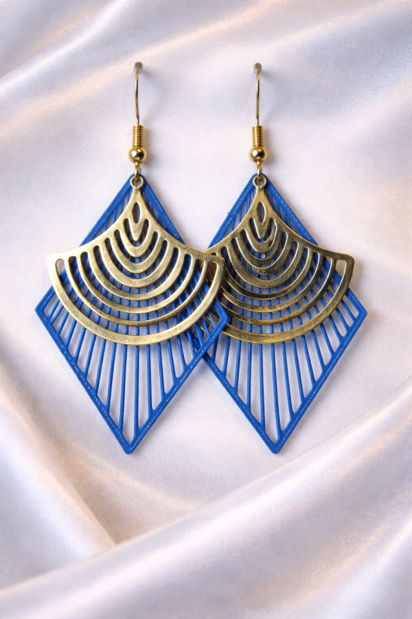 Blauwe Zonnestraal Statement Oorbellen