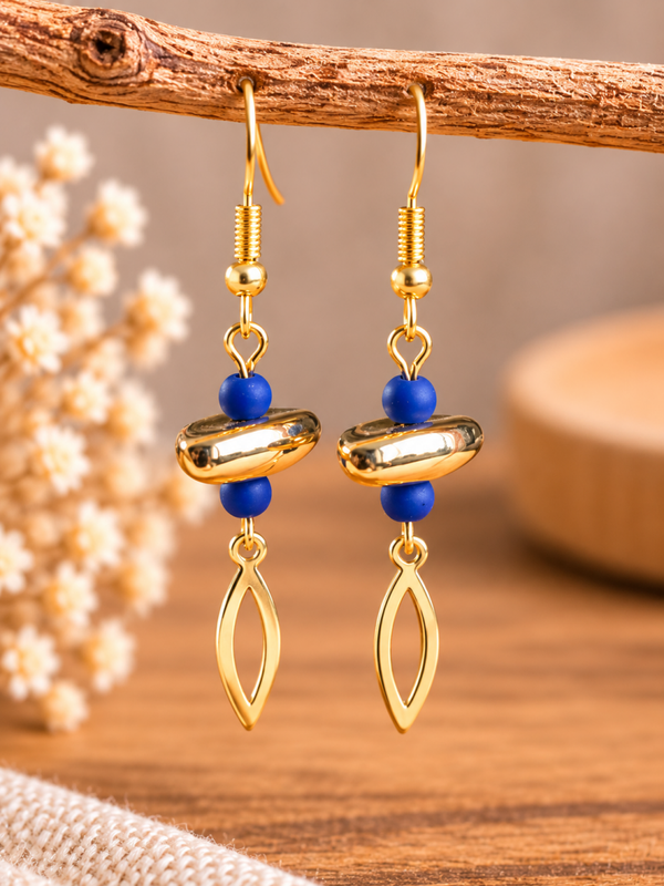 💙 Royal Blue – Goudkleurige oorbellen