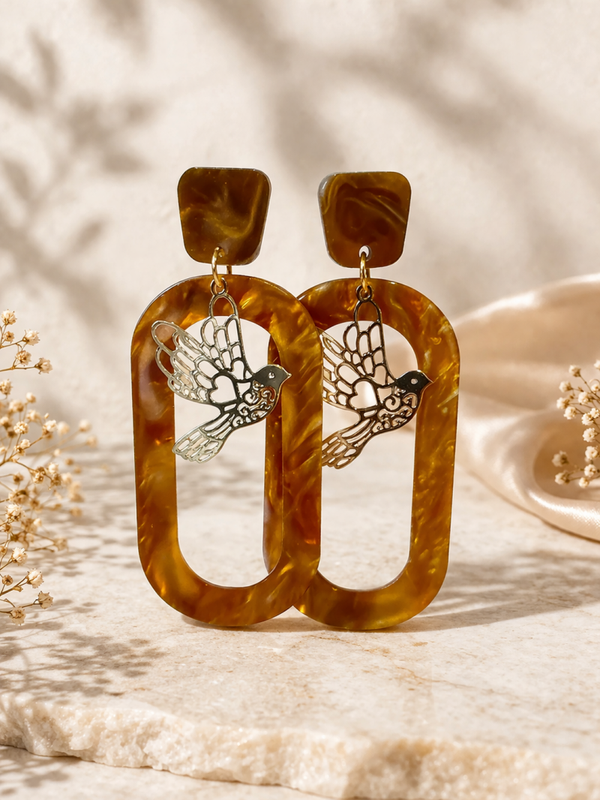 Amber Sky Wings – Vogel Statement Oorbellen