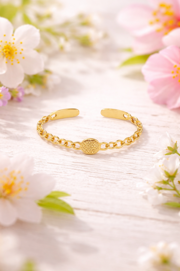 Celeste Chain RVS Ring – Gold Plated Minimal Design