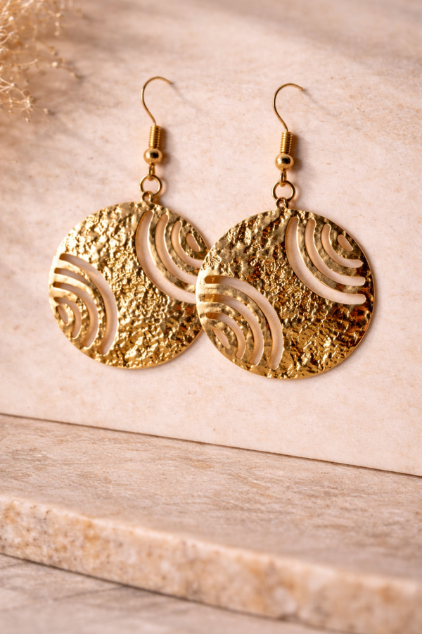Handgemaakte Oorbellen Golden Wave Circles