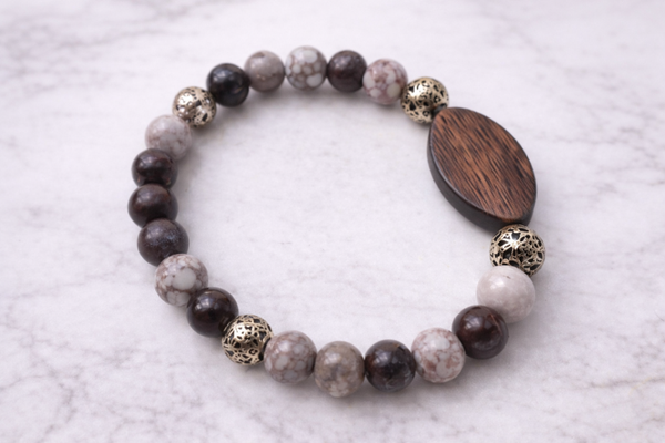 Earthwood Harmony Bracelet – Jaspis & Hout Kralenarmband