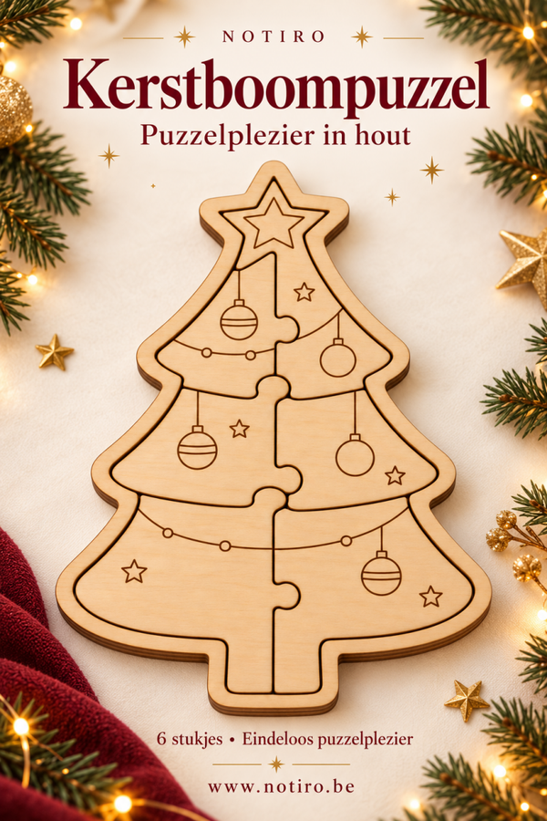 Houten kerstboompuzzel – 6 stukjes