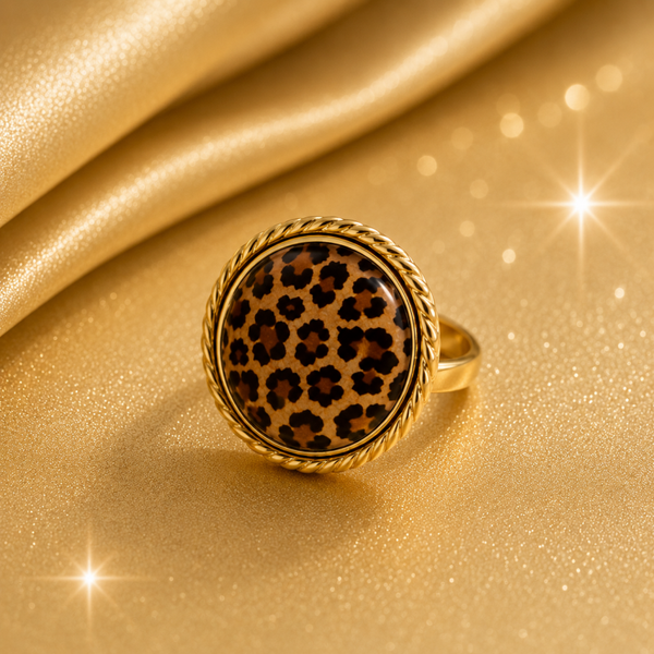 Golden Leopard Luxe Ring – Statement Stainless Steel Ring