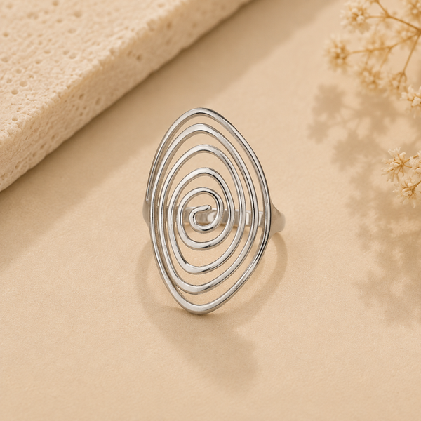 Silver Vortex – verstelbare Spiraal Statement Ring