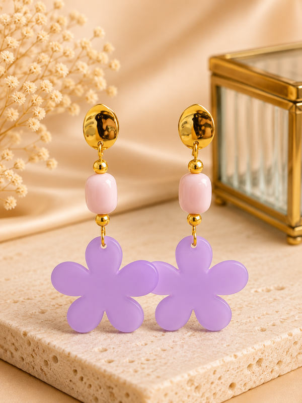 Lavender Bloom Oorbellen – Lilac & Gold