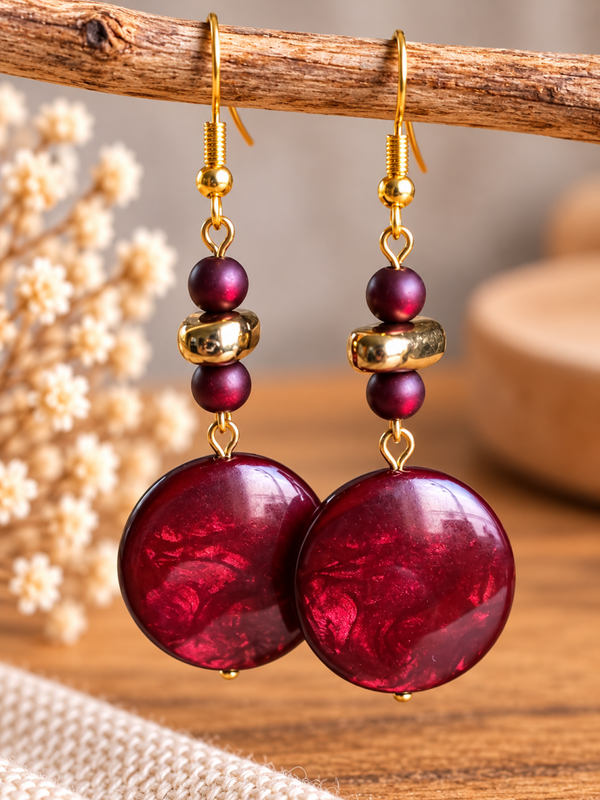 ❤️ Bordeaux Charm – Goudkleurige oorbellen