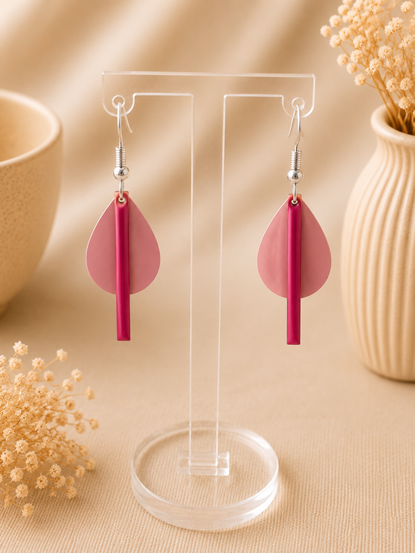 Roze Duo Drop Oorbellen