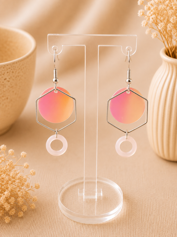Peach Glow Geometric Oorbellen