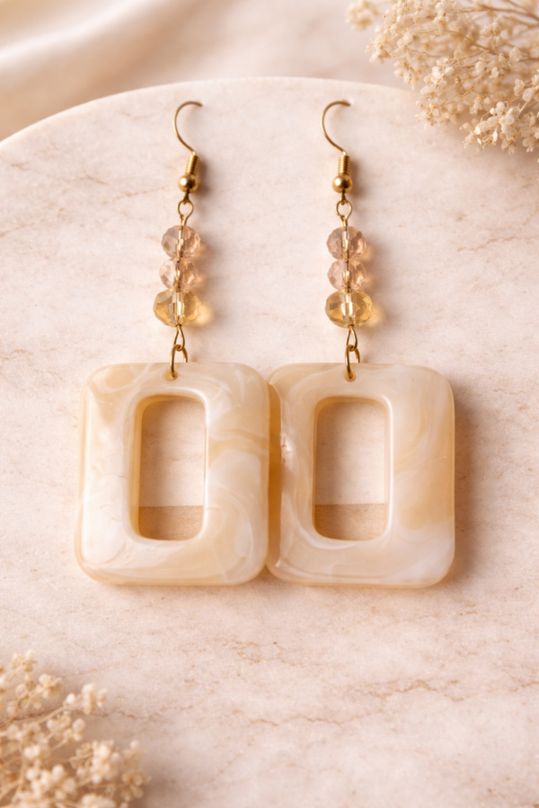 Ivory Marble Geo Oorbellen