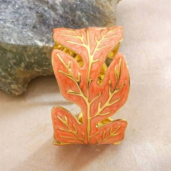 Koraal Blad Armband – Gouden Statement Armband met Organisch Design