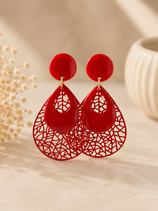 Scarlet Lace Drop Earrings
