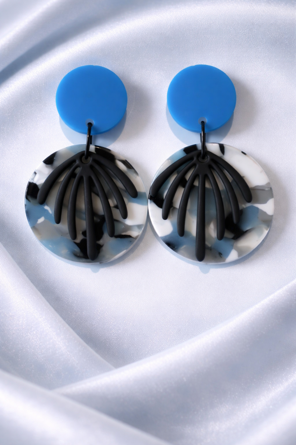 Blue Marble Palm Oorbellen