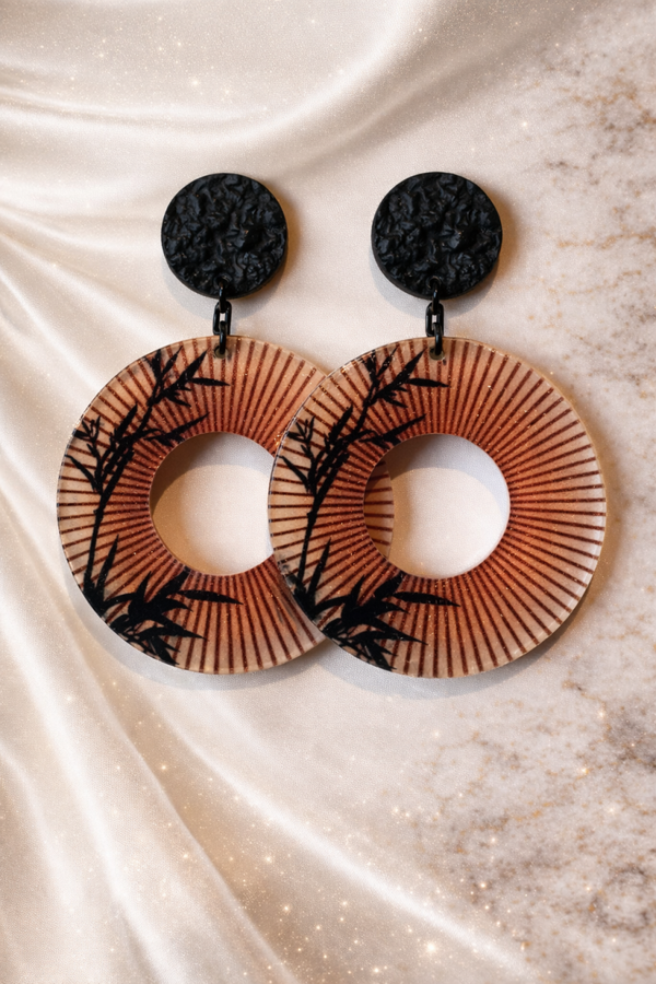 ZenSun Hoops – Bamboo Sunset Statement Oorbellen