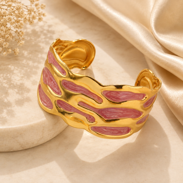 Ruby Glow Cuff Armband – 18K Verguld RVS