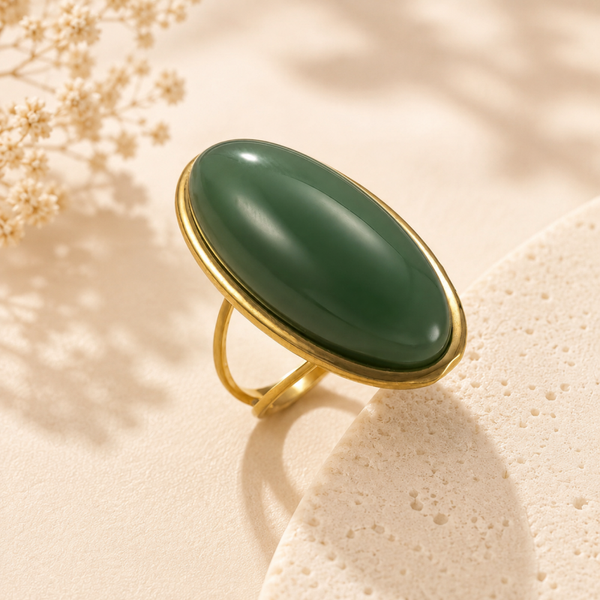 Forest Elegance – Ovale Donkergroene Ring