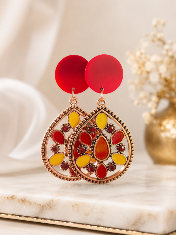 Luna Éclat Statement Oorbellen – Scarlet Sunset
