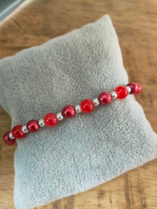 Classic Red Pearl Armband – Rood & Parelwit