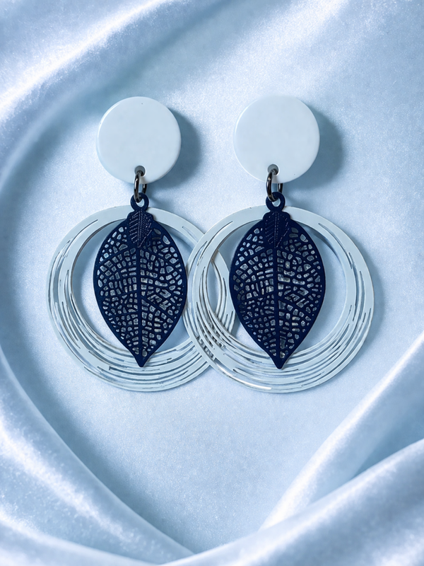 Blauw Briesblaadje Oorbellen