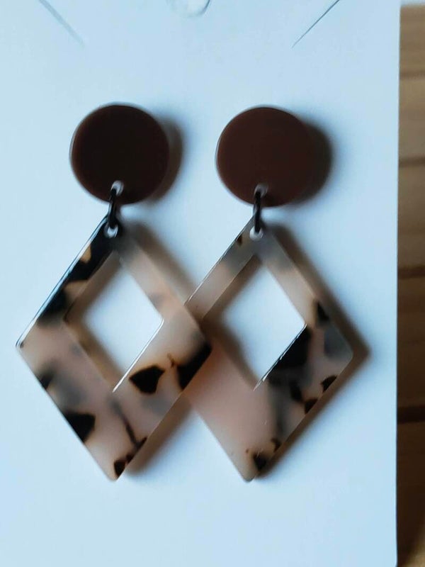 Chocolate Marble Geo Oorbellen