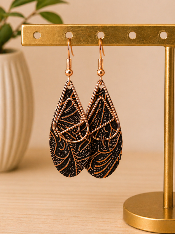 Rose Gold Noir Oorbellen – 6 cm