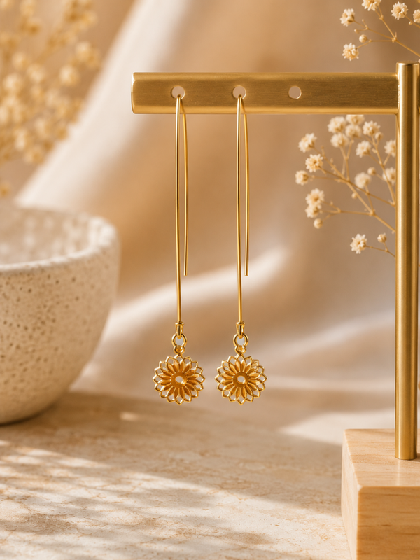 Golden Daisy Oorbellen – Goud | 5 cm