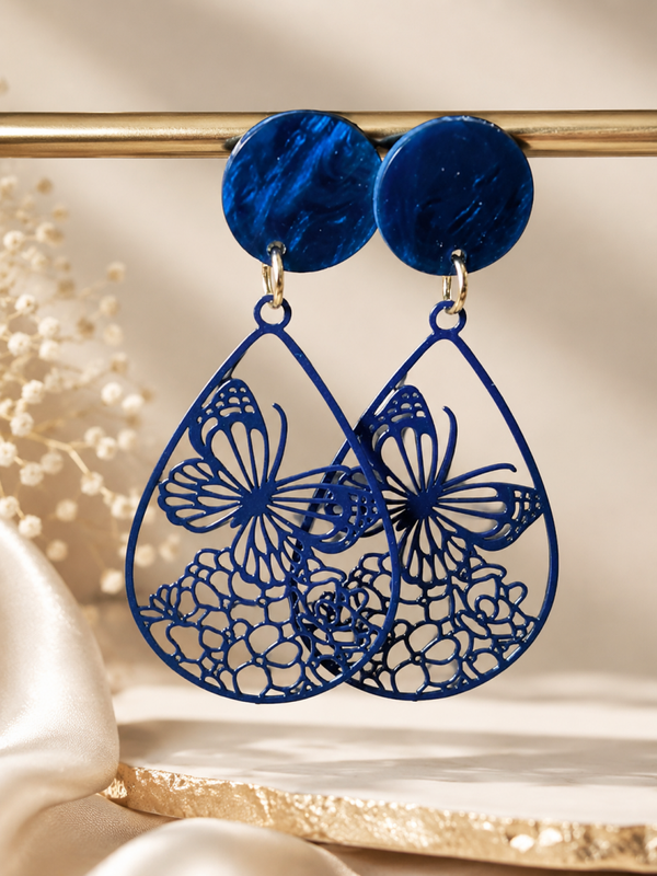 Bleu Papillon Royale Oorbellen 6 cm