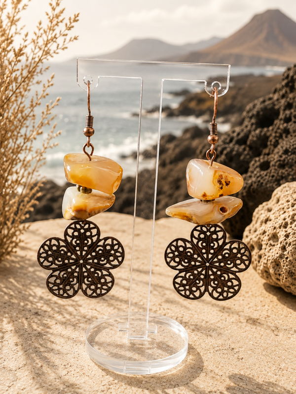 Lanzarote Sol – oorbellen met natuursteen 6cm