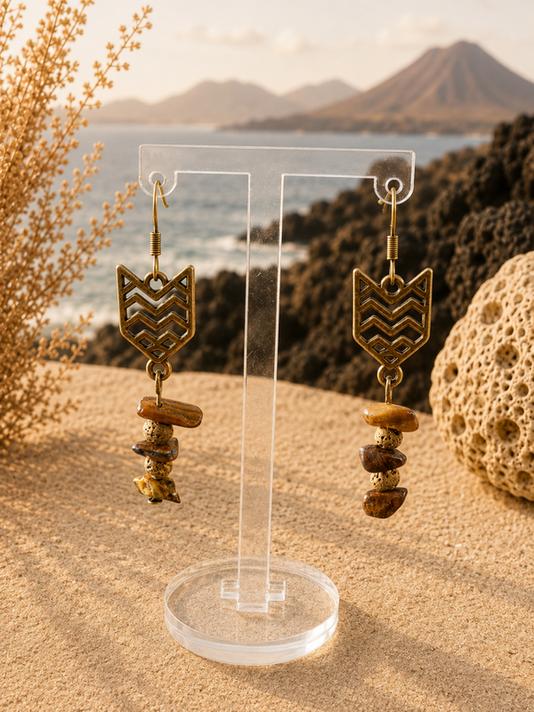 Lanzarote Tierra – oorbellen met natuursteen 5 cm