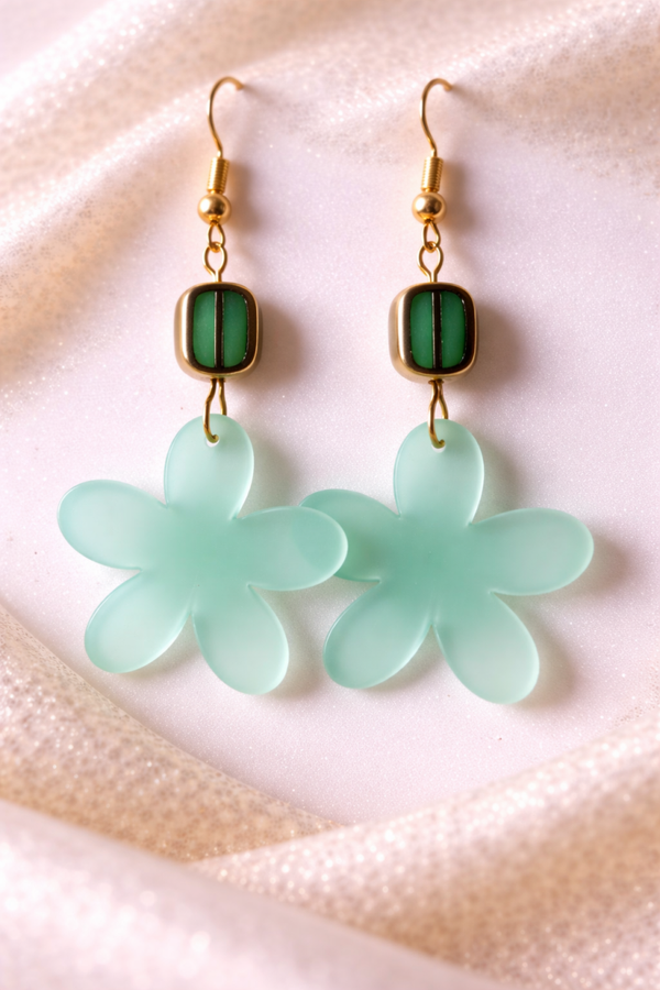 Handgemaakte Oorbellen Minty Flower Pop
