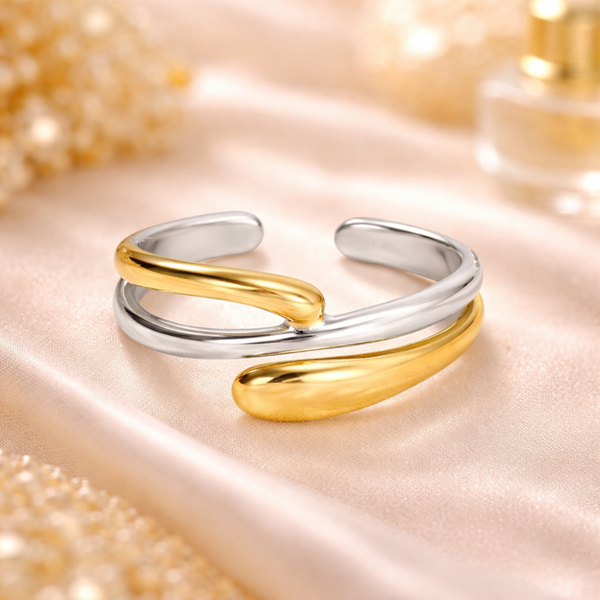 Fusion Glow Ring – RVS Duo Kleur Ring Zilver & Goud (Ø19mm)